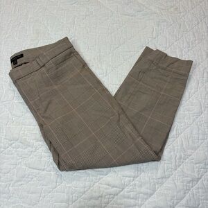 Banana Republic Women’s Tan and Pink Plaid Dress Pants